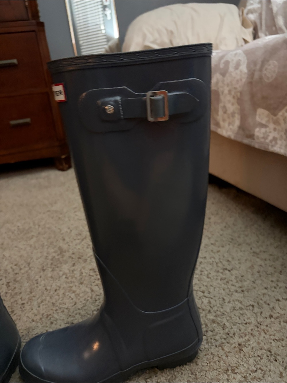 Hunter Tall Gloss Rain Boots in Gray - Picture 8 of 8